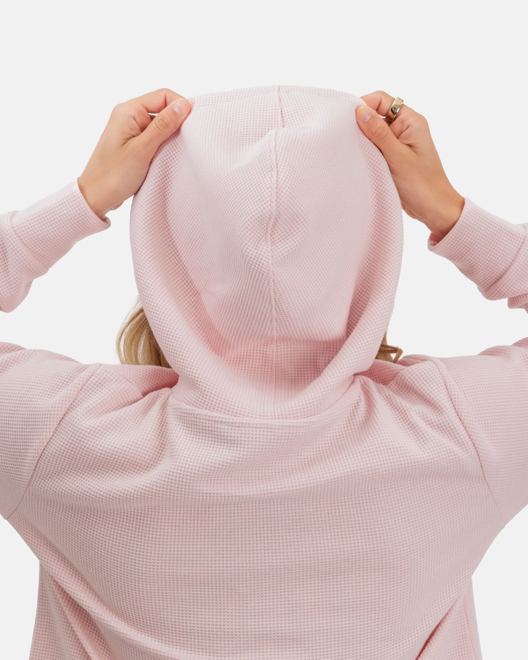Lakeside Women's Waffle Knit Hoodie - Dusty Rose - Image 4