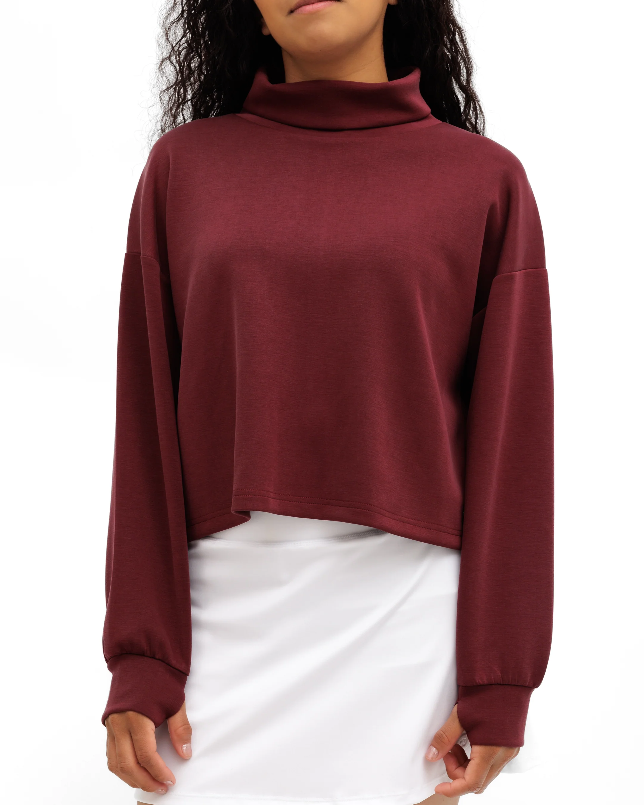 Plume Women's Funnel-Neck Sweatshirt - Garnet - Image 5